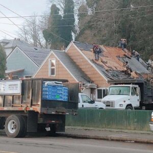 Roof Replacement tear off of old roof in Olympia